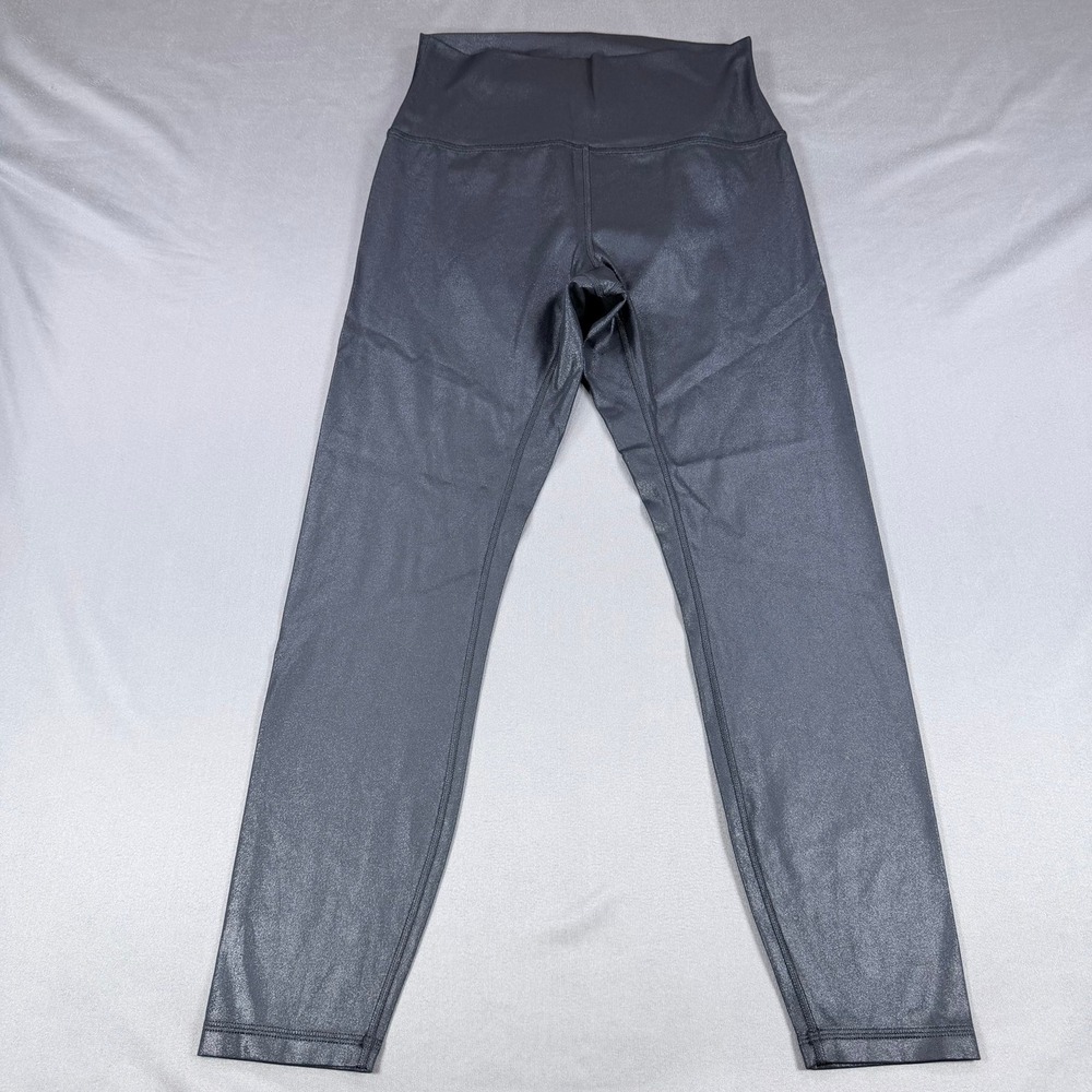 Metallic Charcoal Gray High Rise Athletic Leggings Women Size Small Yoga Pants